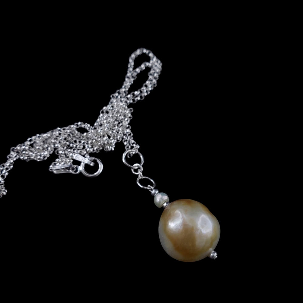 Sterling silver pearl pendant necklace Italian stamped 925 - Picture 2 of 12